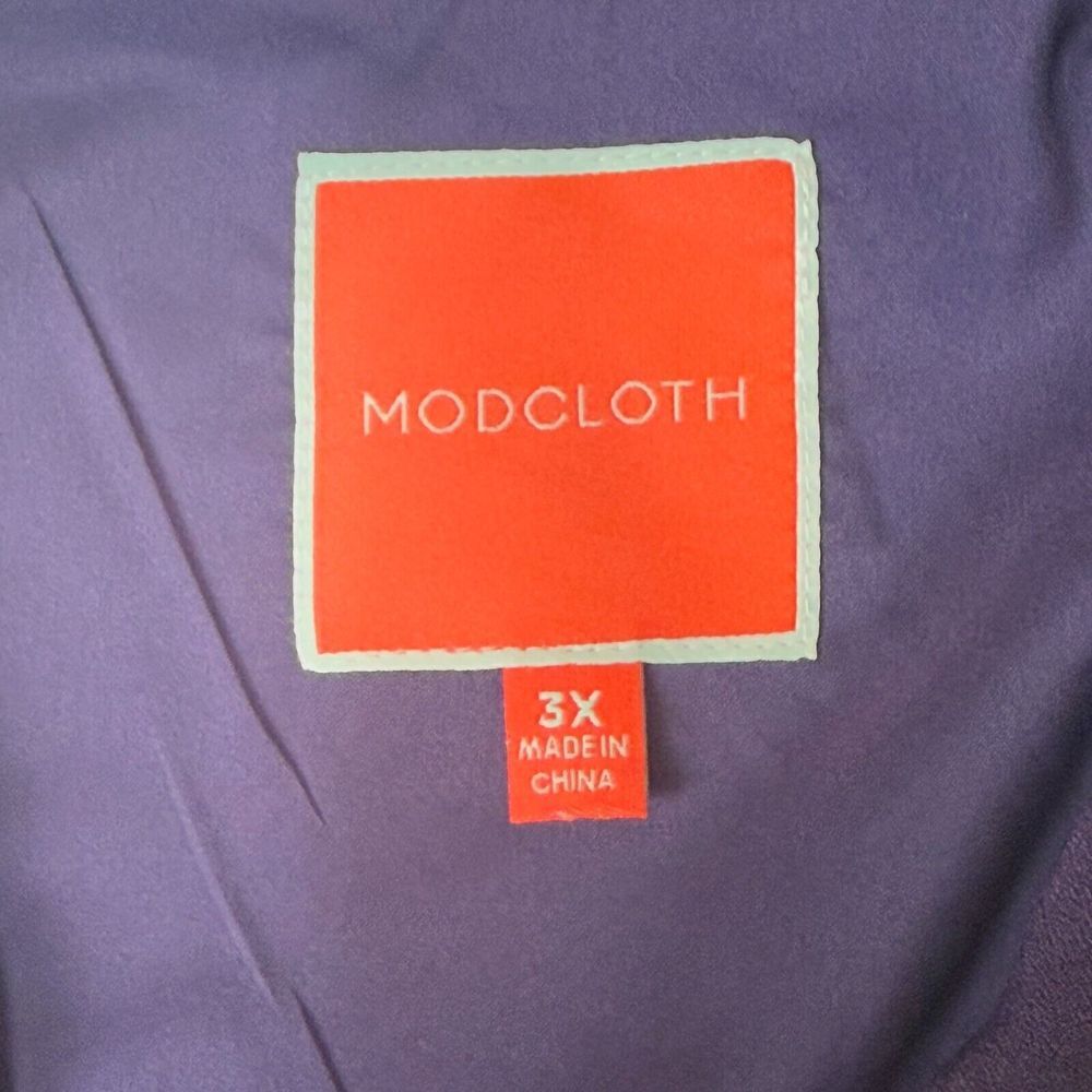 ModCloth Dress Womens 3XL Purple Sleeveless V-Neck Ruffle Trim Lined Plus Party - Picture 9 of 13